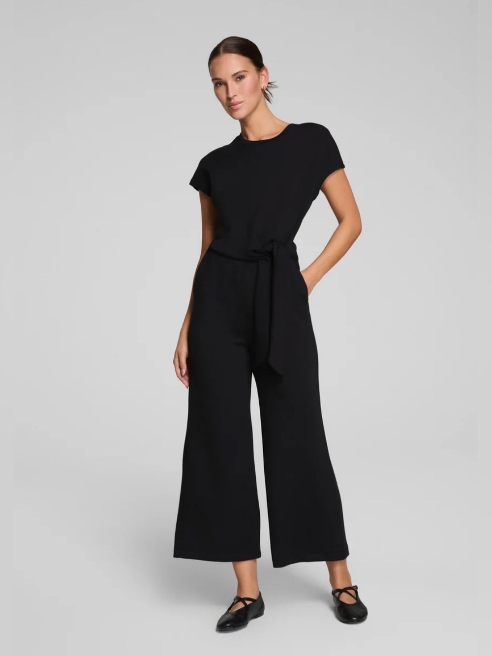 SPANX AirEssentials Tie Waist Jumpsuit Black small 32L